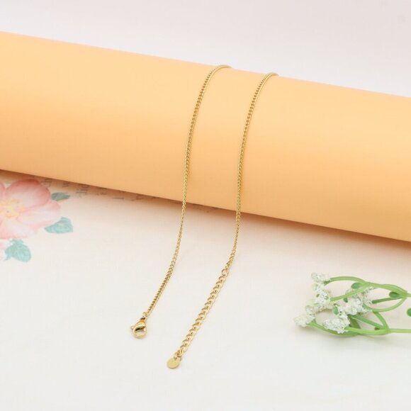 Gold Plated Dual Bar Drop Necklace with Bold Link Detail, XPNL0388 - Picture 13 of 13